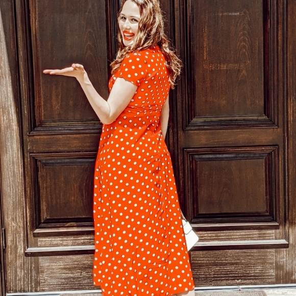 NWT Bohemian Polka Dot Maxi Split Dress S:S-Med - Picture 8 of 14